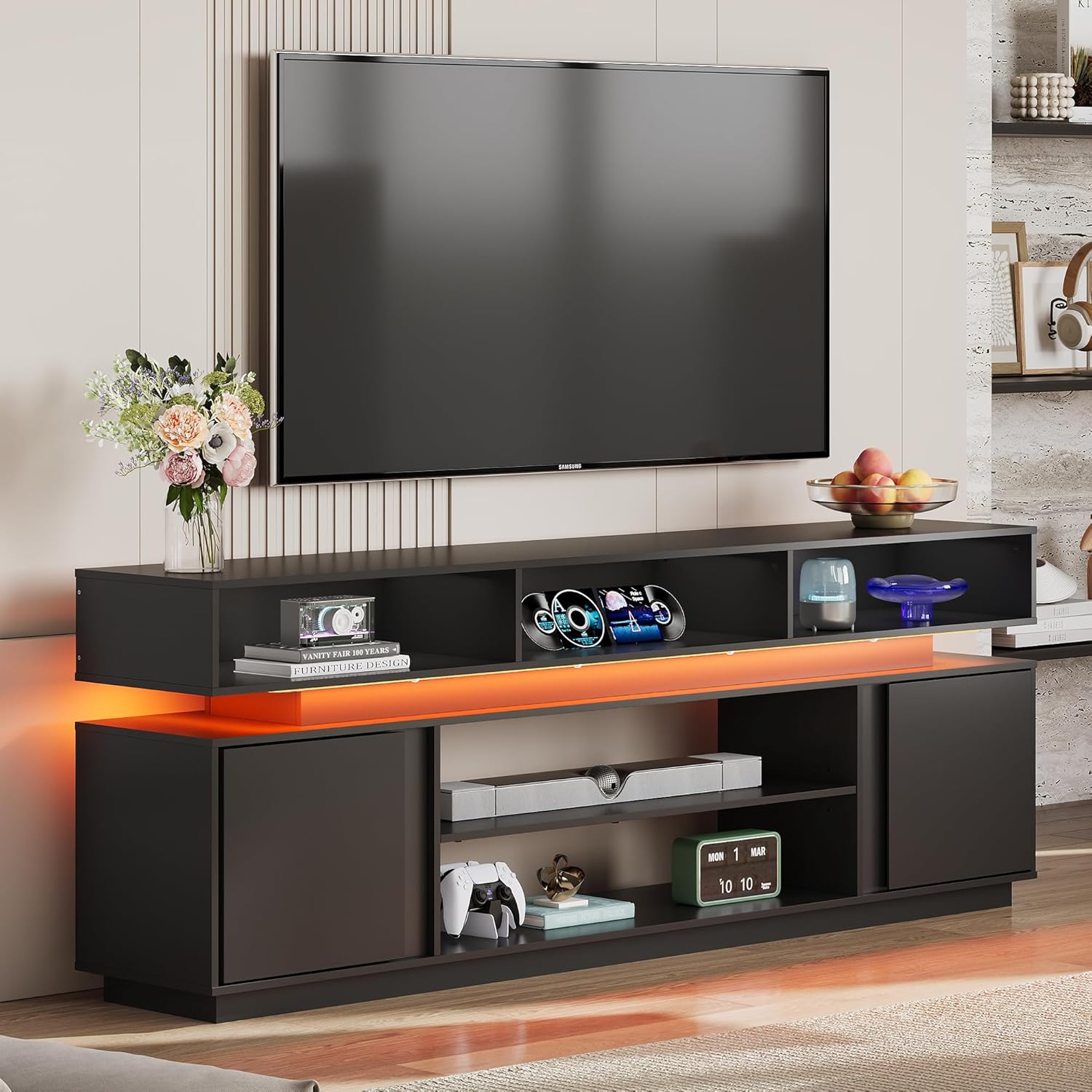 Gaming Console Cabinet - Nowoczesny stolik pod telewizor 75 cali,
