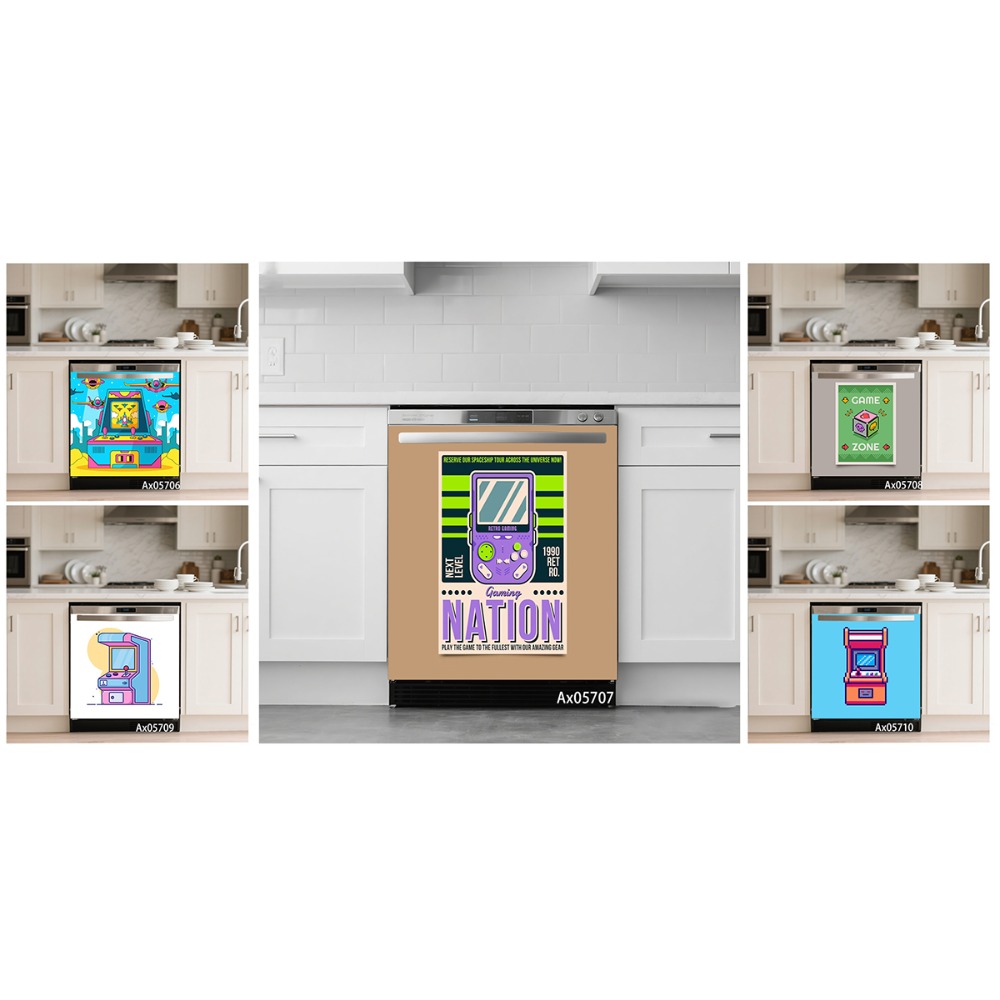 Gaming Console Cabinet - Naklejka na drzwi zmywarki w stylu